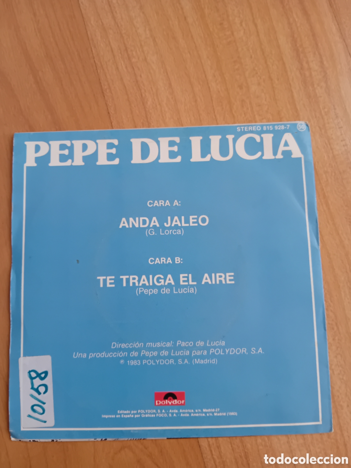 Discos de vinilo: PEPE DE LUCIA. ANDA JALEO - Foto 2