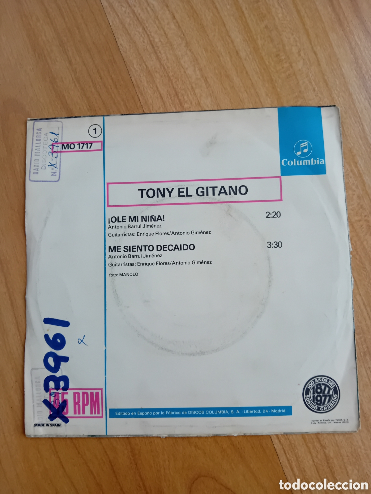 Discos de vinilo: TONY EL GITANO. OLE MI NI&Ntilde;A - Foto 2