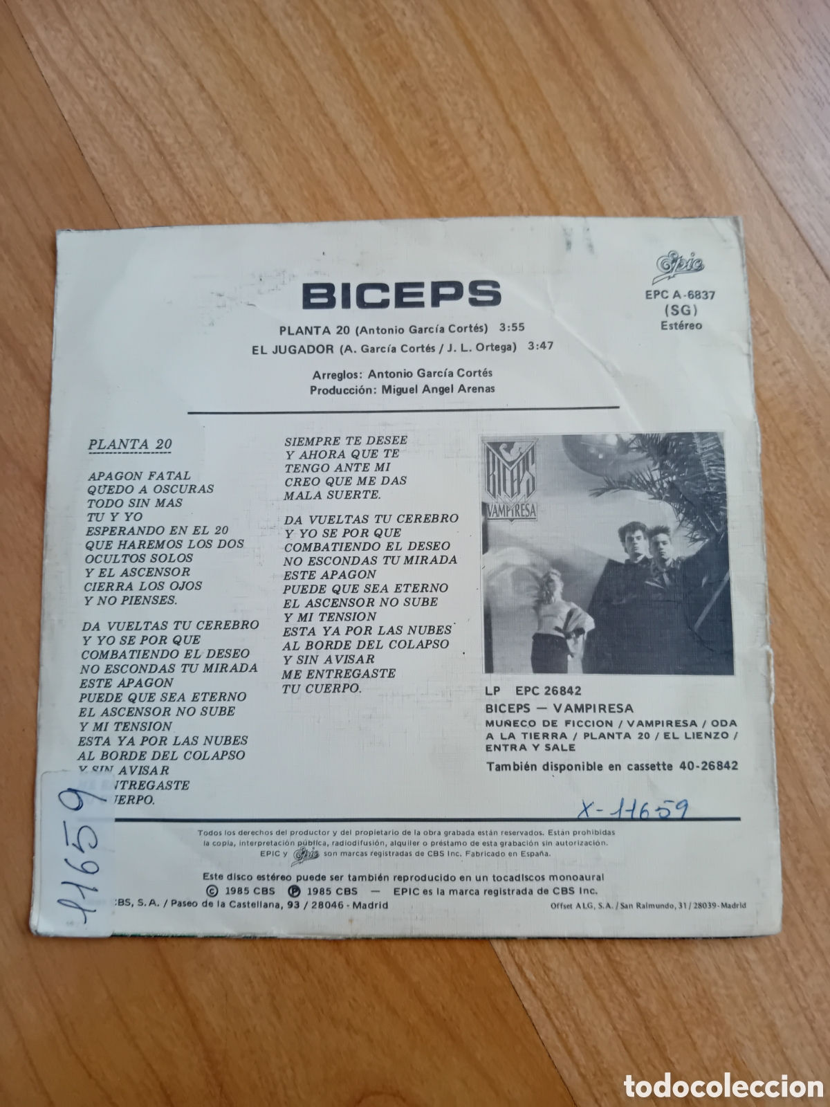 Discos de vinilo: BICEPS. PLANTA 20. EL JUGADOR - Foto 2