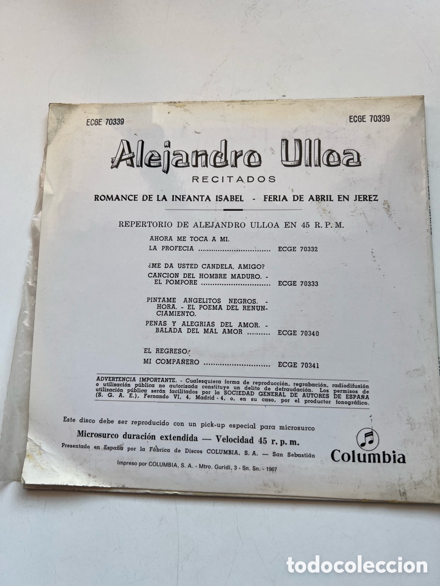 Discos de vinilo: Alejandro Ulloa recitados - Foto 2