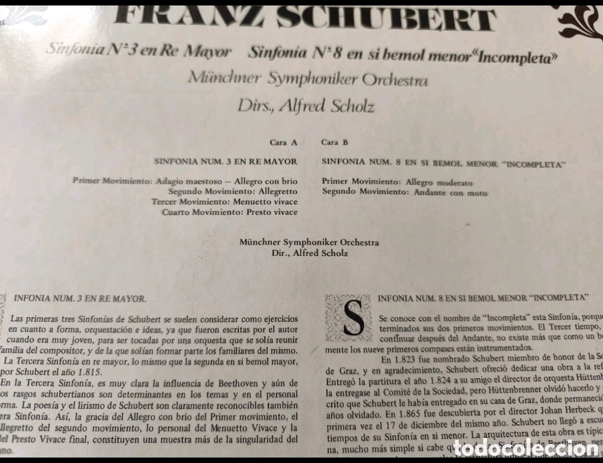 Discos de vinilo: Franz Schubert: Sinfon&iacute;a n&ordm;3 y n&ordm;8 - Foto 2