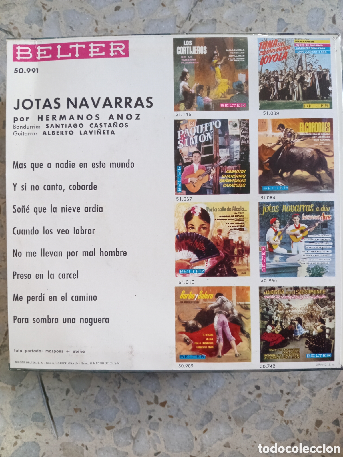 Discos de vinilo: EP HERMANOS ANOZ JOTAS NAVARRAS 1961 - Foto 2
