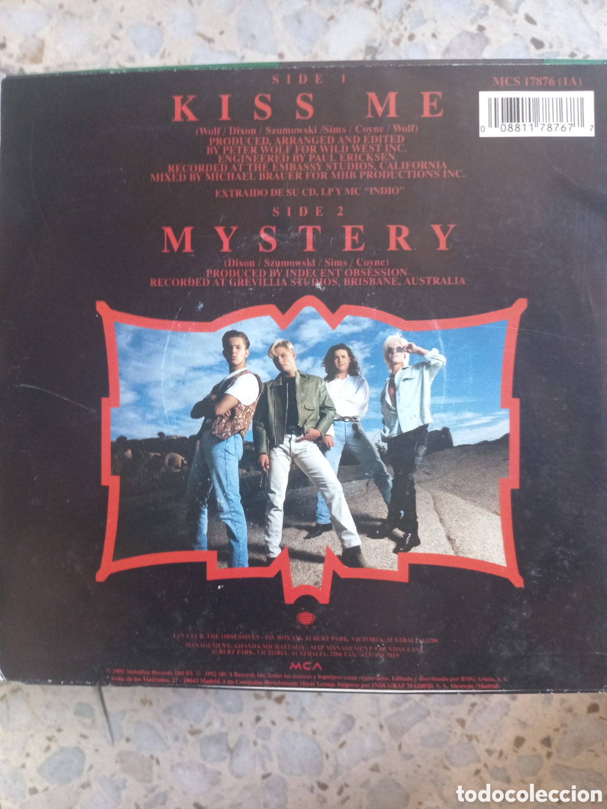 Discos de vinilo: SGL INDECENT OBSESSION KISS ME 1992 - Foto 2