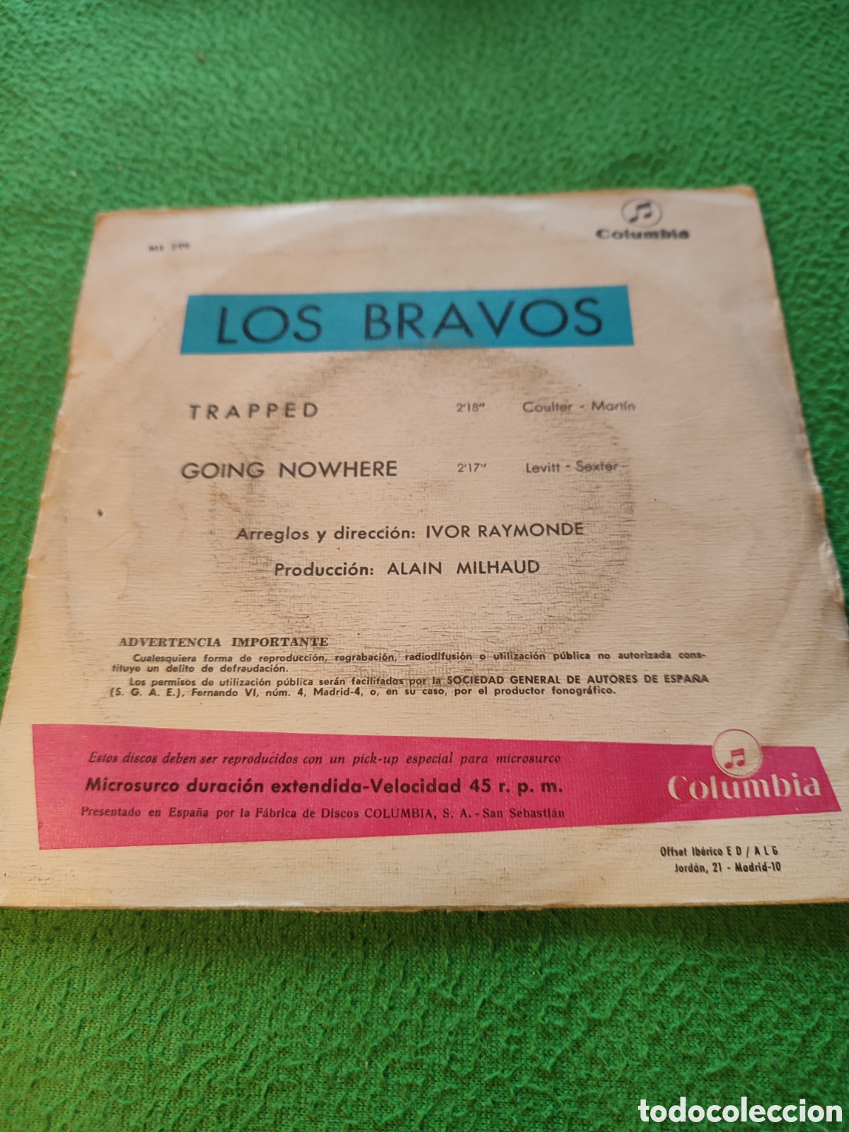 Discos de vinilo: Los Bravos - Trapped / Going nowhere - Foto 2