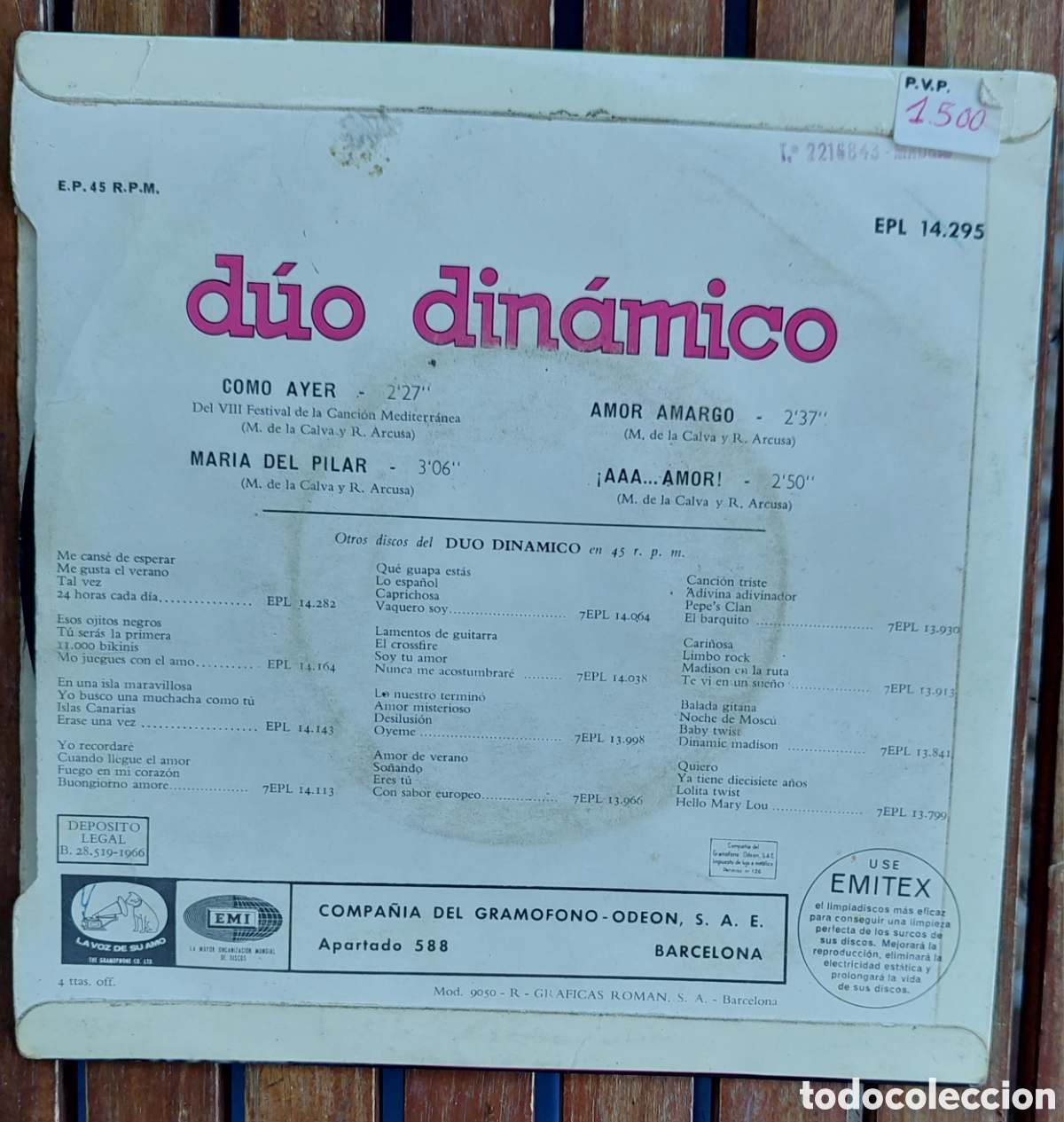 Discos de vinilo: D&Uacute;O DIN&Aacute;MICO COMO AYER +3 1966 - Foto 2
