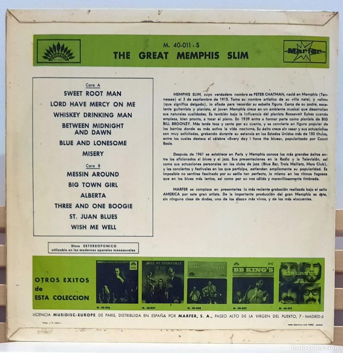 Discos de vinilo: MEMPHIS SLIM &middot;&middot;&middot; The Great Memphis Slim - (LP) - Foto 2