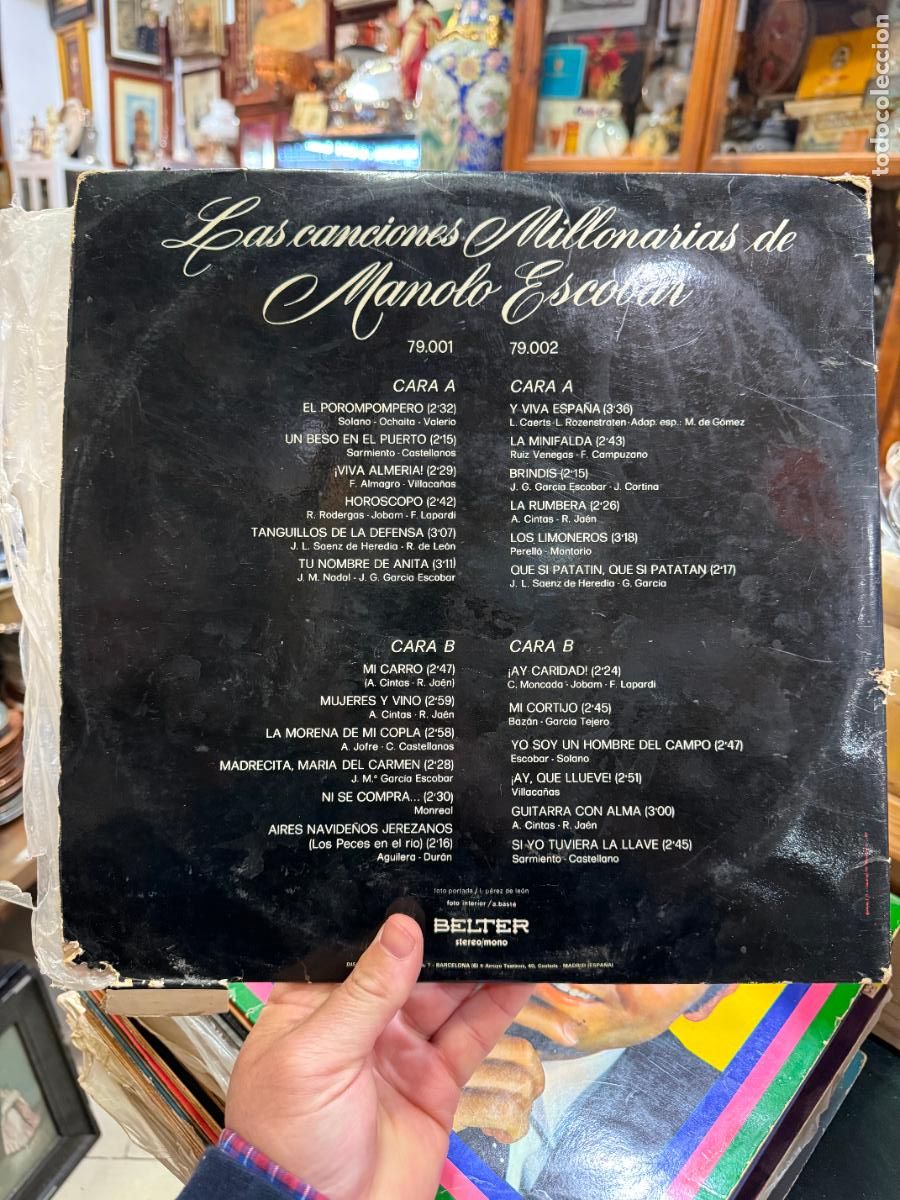 Discos de vinilo: LP LAS CANCIONES MILLONARIAS DE MANOLO ESCOBAR - Foto 2