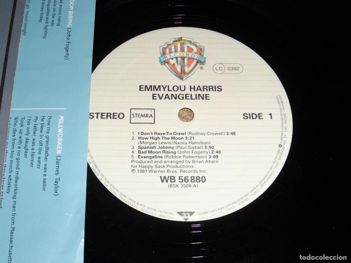 Discos de vinilo: EMMYLOU HARRIS - EVANGELINE (GERMANY 1981) - Foto 3