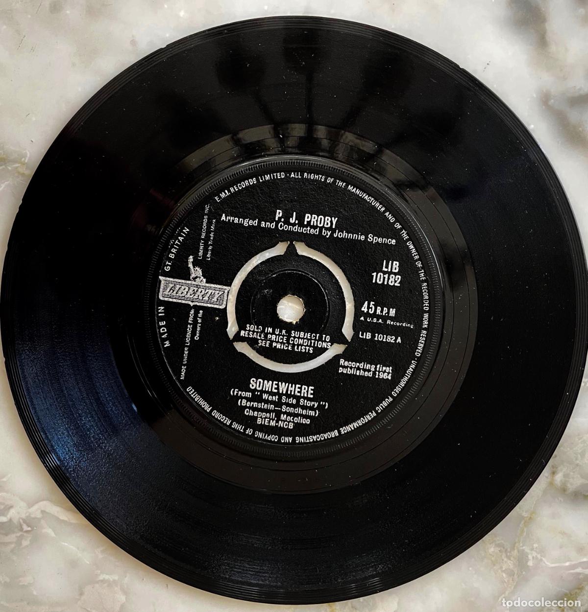 Discos de vinilo: P.I. PROBY. SOMEWHERE. SINGLE ORIGINAL UK 1964 - Foto 1