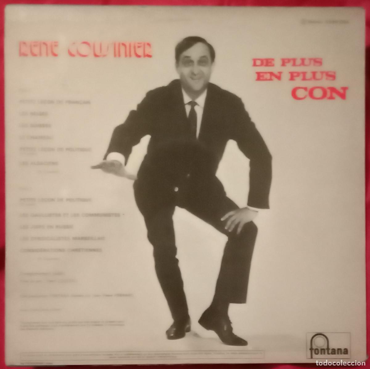Discos de vinilo: Rene Cousinier - De Plus En Plus Con - Edit. Fontana. (P) - Foto 2