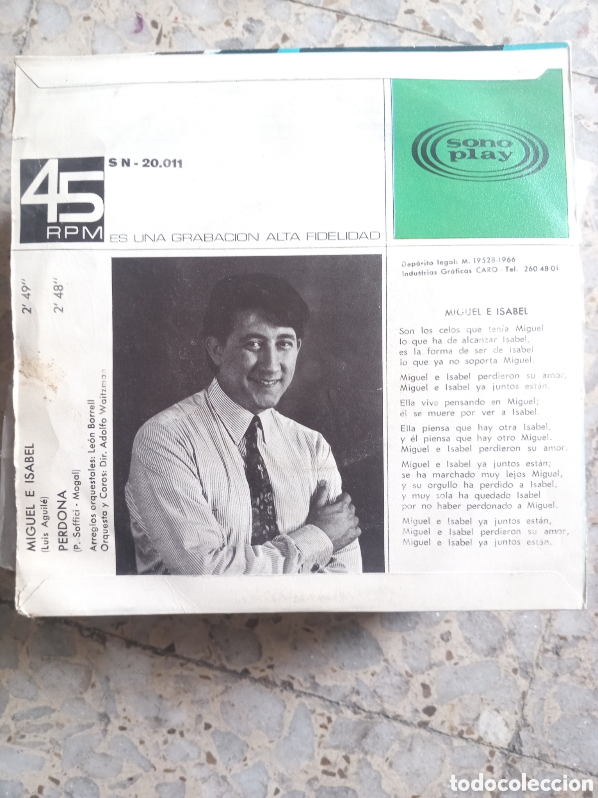 Discos de vinilo: SGL LUIS AGUILE MIGUEL E ISABEL 1966 - Foto 2