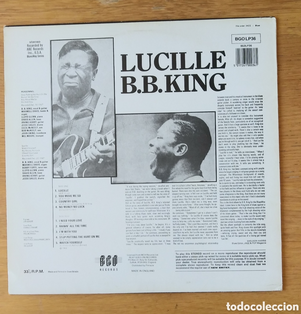 Discos de vinilo: B.B. KING : &rdquo;LUCILLE&rdquo; LP VINILO - BLUES - Foto 2