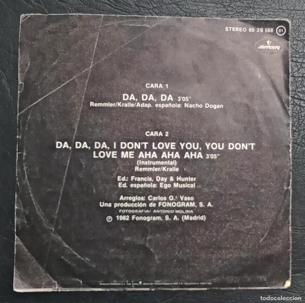 Discos de vinilo: SINGLE NACHO - DA DA DA - MERCURY 1982 - Foto 2