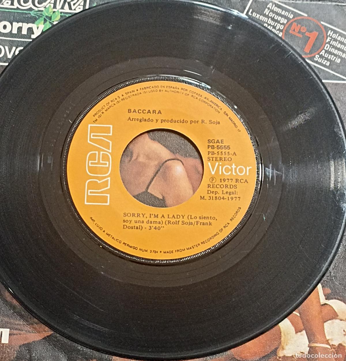 Discos de vinilo: SINGLE BACCARA - SORRY, IM A LADY - RCA 1977 - Foto 3