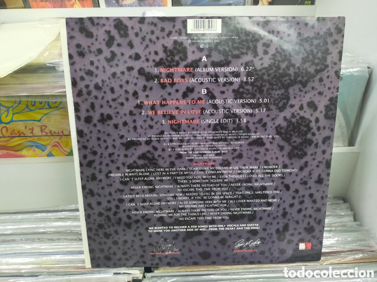 Discos de vinilo: Schenker mcauley maxi nightmare 1991 - Foto 2