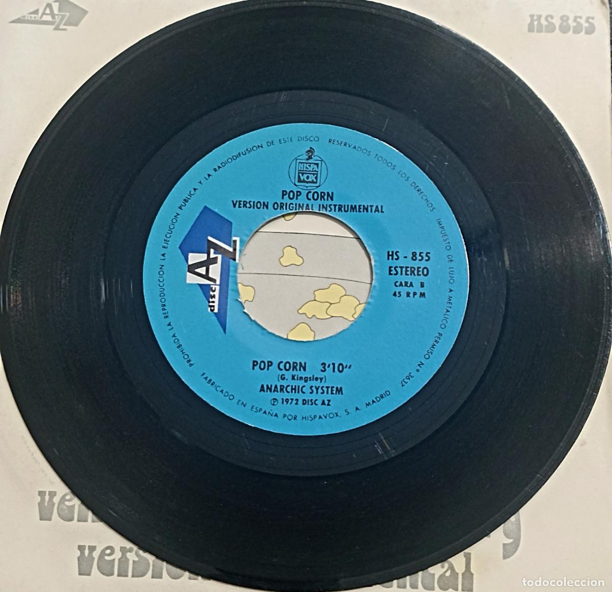 Discos de vinilo: SINGLE ANARCHIC SYSTEM - POP CORN - VERSION CANTADA E INSTRUMENTAL - HISPAVOX 1972 - Foto 4
