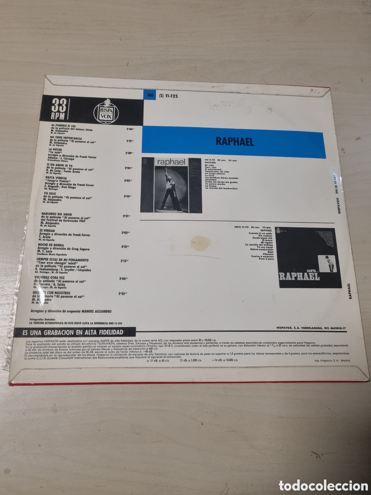 Discos de vinilo: VIN7379 raphael VINILO SEGUNDAMANO - Foto 2