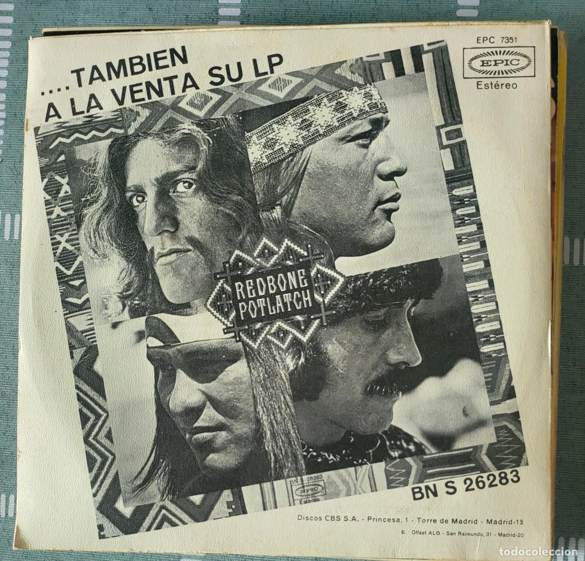 Discos de vinilo: Redbone single sello Epic editado en Espa&ntilde;a a&ntilde;o 1971... - Foto 2
