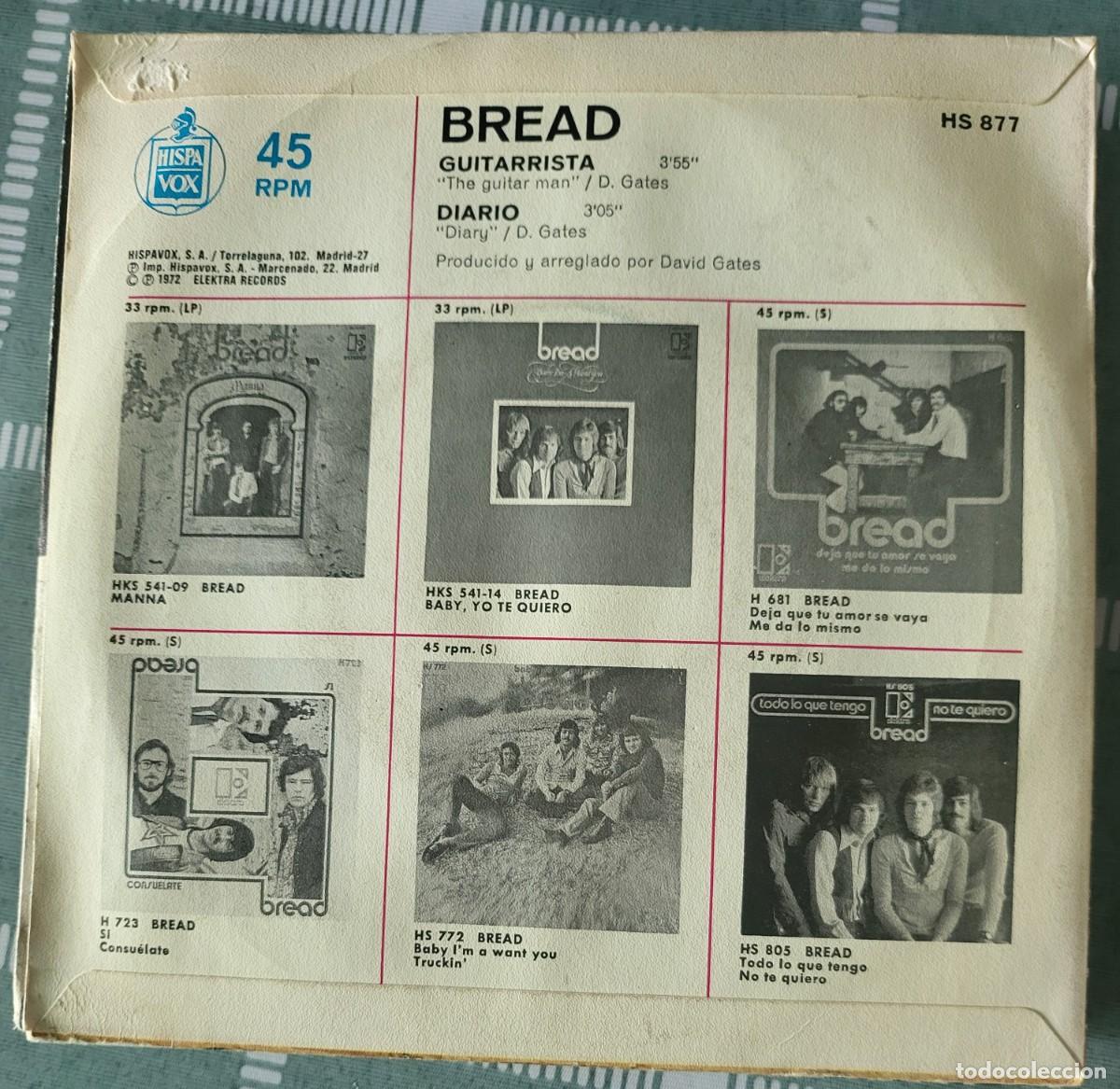 Discos de vinilo: Bread single sello Hispavox editado en Espa&ntilde;a a&ntilde;o 1972... - Foto 2