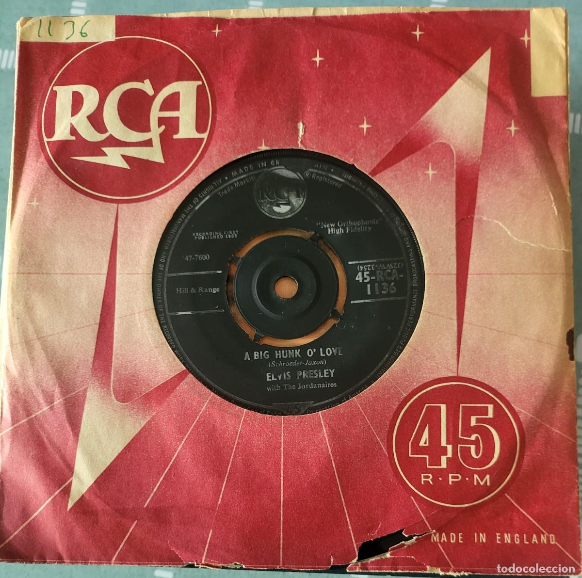 Discos de vinilo: Elvis Presley single sello RCA editado en Inglaterra... - Foto 2