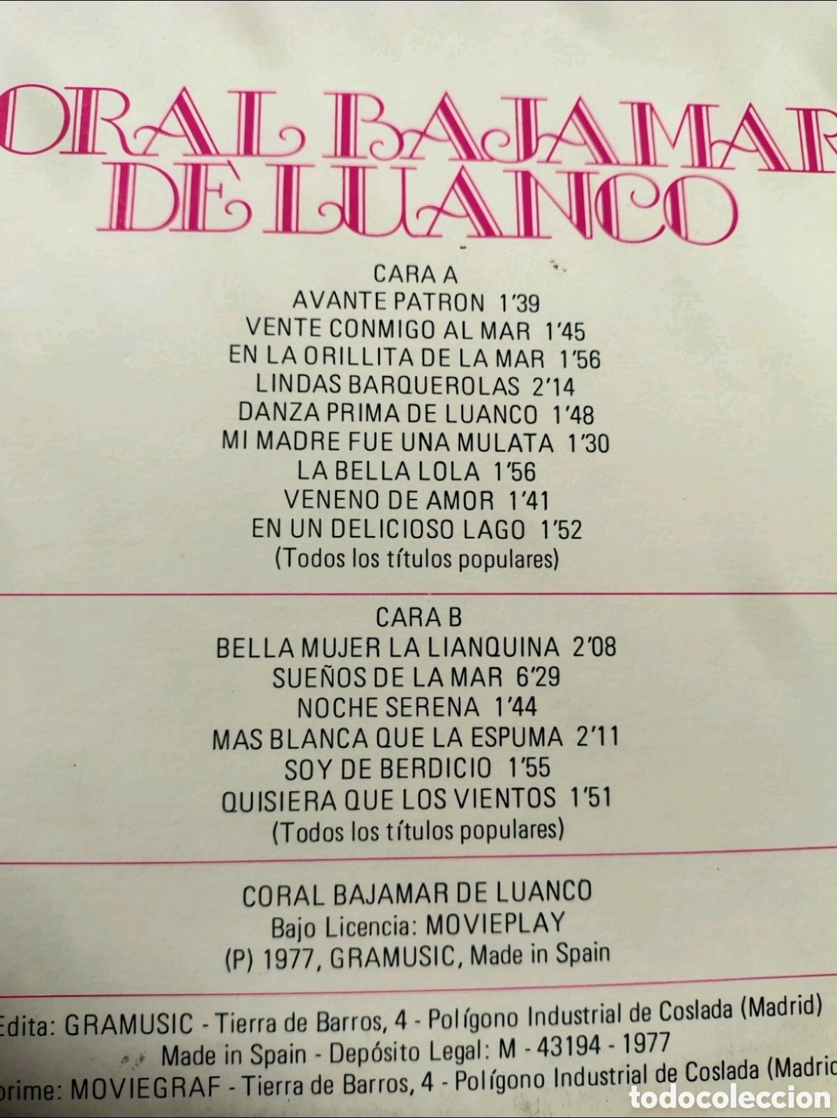 Discos de vinilo: Coral Bajamar de Luanco - Foto 2