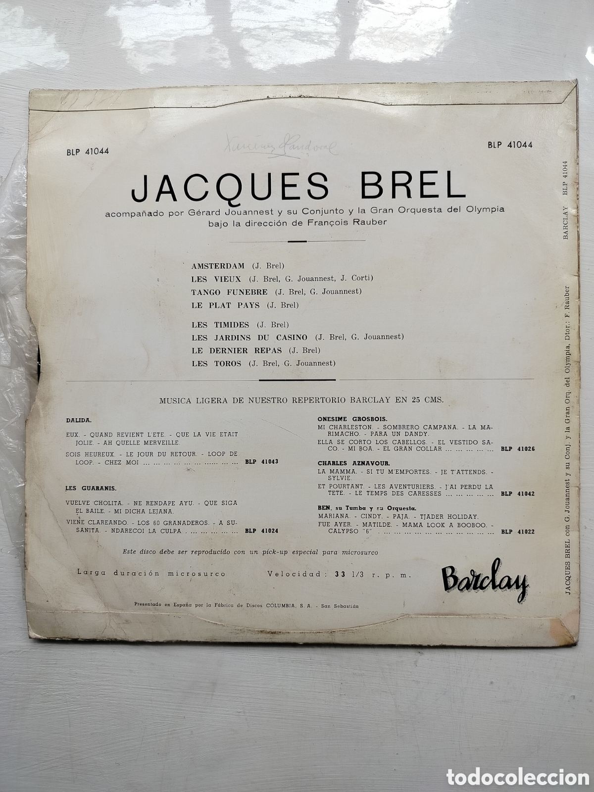 Discos de vinilo: Jacques Brel LP 10&rdquo; 1964 - Foto 2