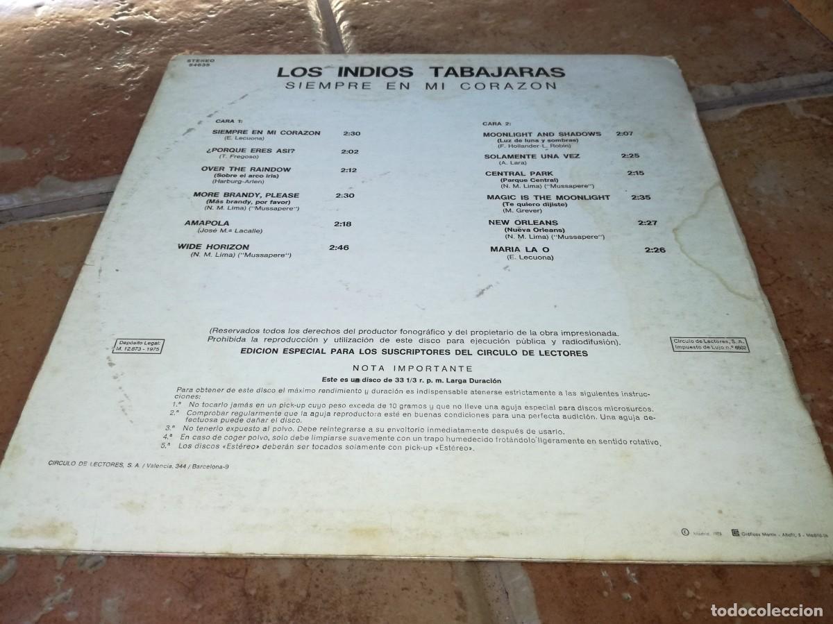 Discos de vinilo: LOS INDIOS TABAJARAS-SIEMPRE EN MI CORAZON-ORIGINAL 1975 - Foto 2