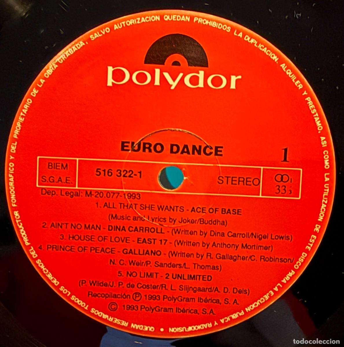 Discos de vinilo: Various &lrm;&ndash; Euro Dance. Disco vinilo. Edic. Spain. 1993 - Foto 3
