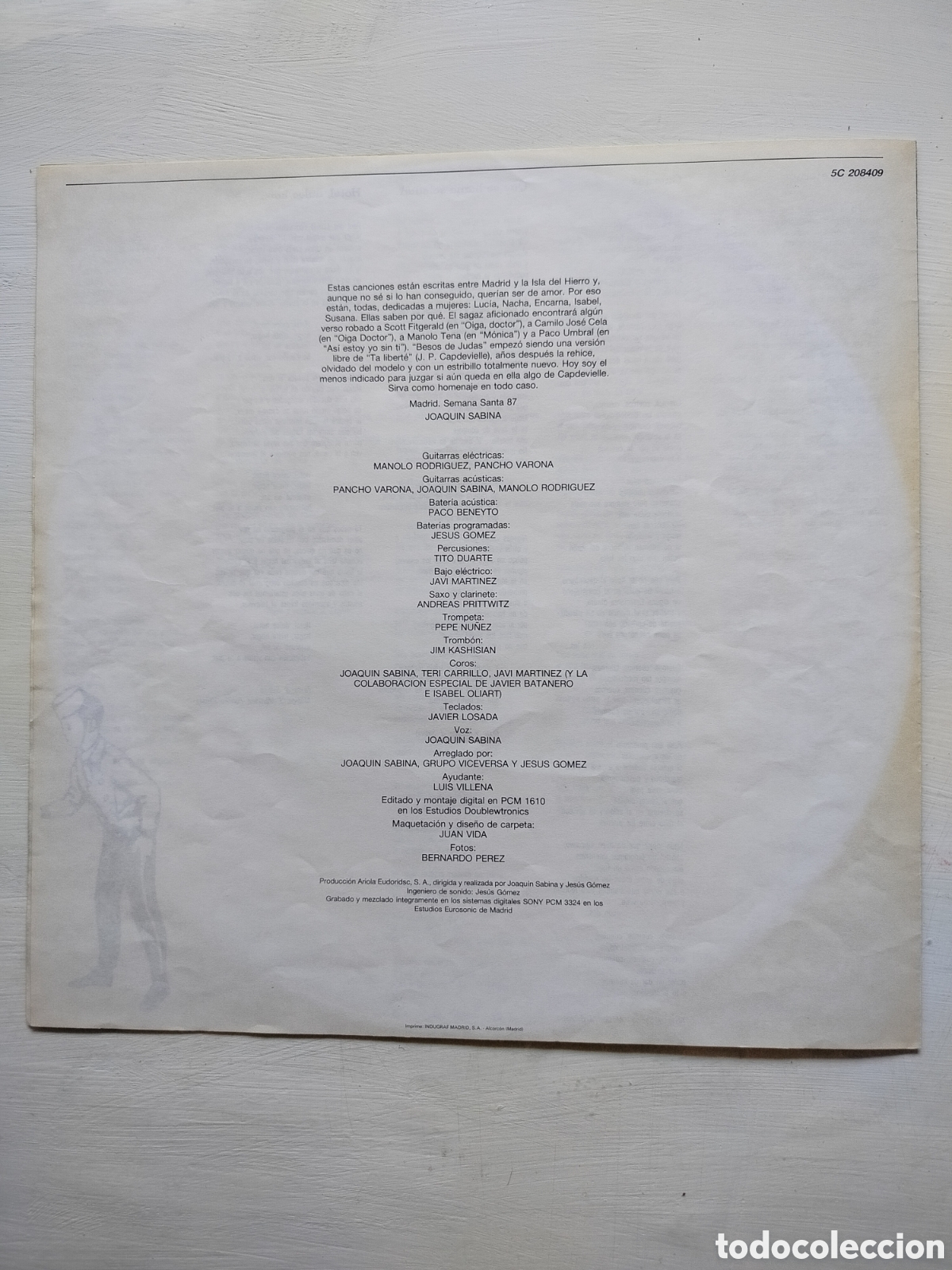 Discos de vinilo: Joaqu&iacute;n Sabina LP 1987 - Foto 3