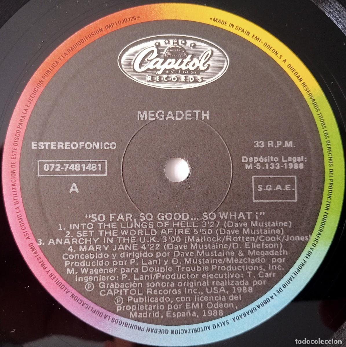 Discos de vinilo: LP MEGADETH - SO FAR, SO GOOD, SO WHAT! - Foto 4