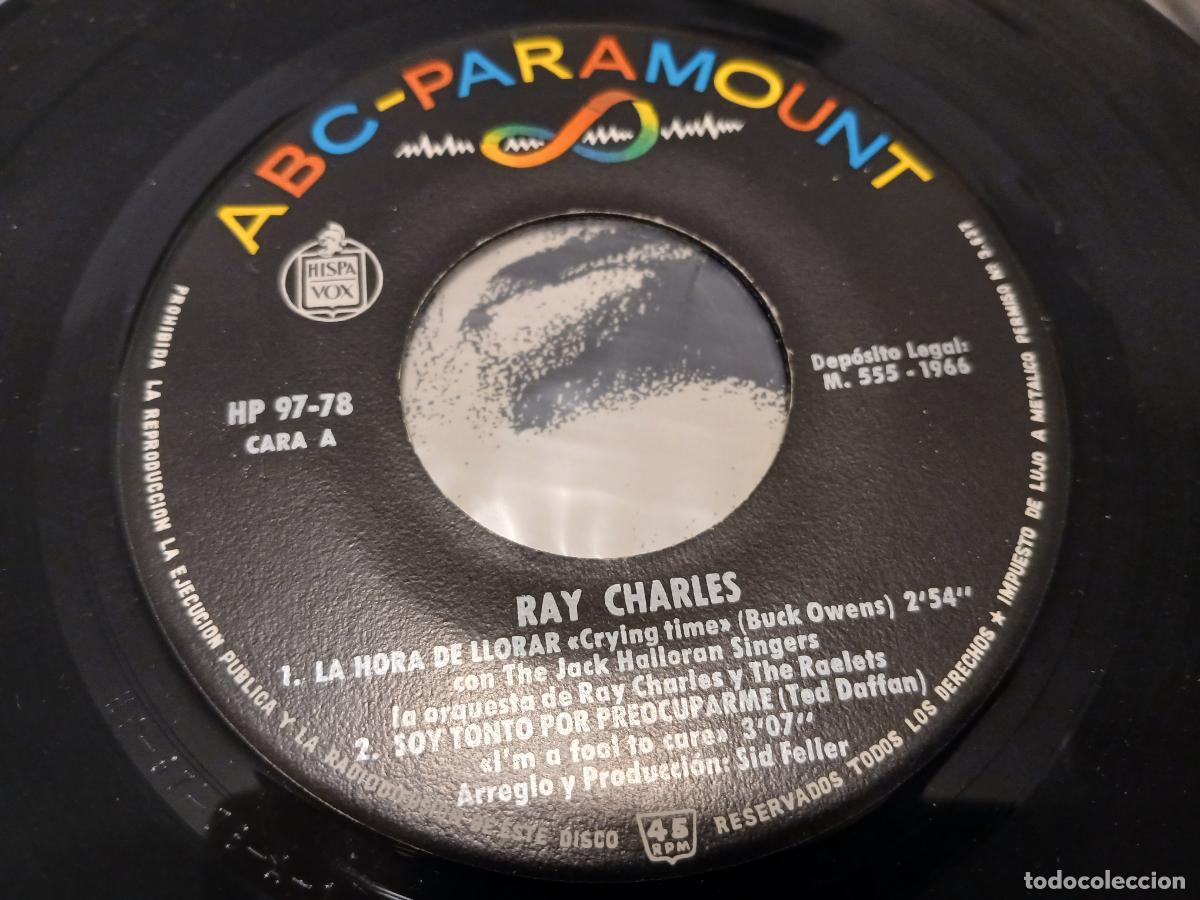 Discos de vinilo: Ray Charles &ndash; La Hora De Llorar- (1966) single - Foto 3
