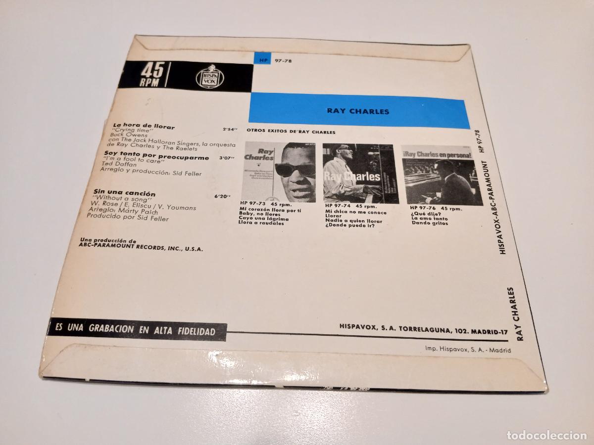 Discos de vinilo: Ray Charles &ndash; La Hora De Llorar- (1966) single - Foto 5
