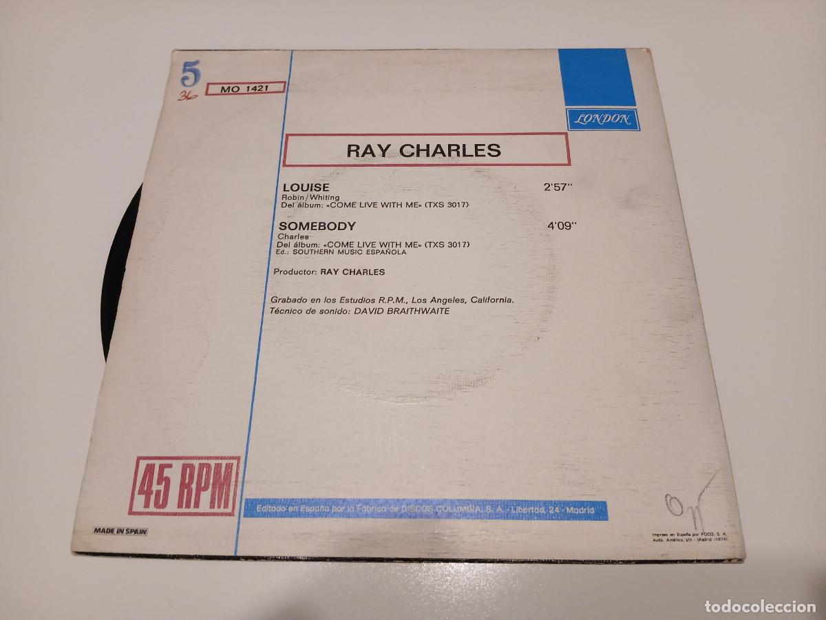 Discos de vinilo: Ray Charles &ndash; Louise / Somebody- (1974) single - Foto 2