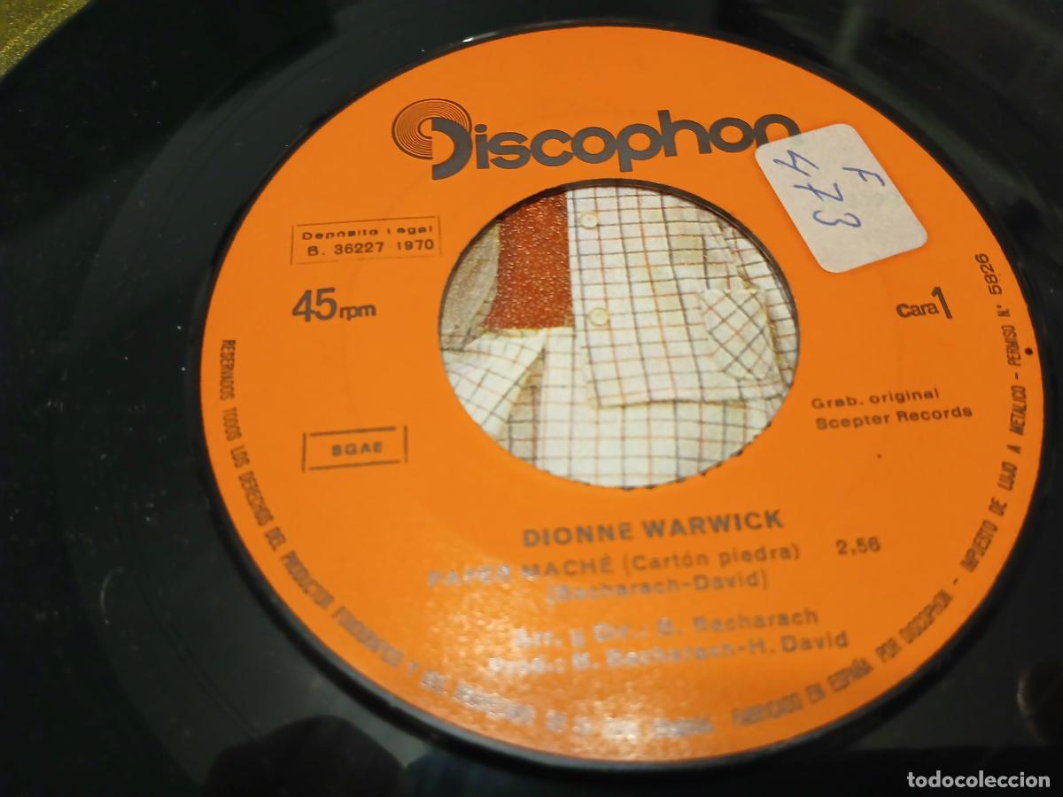 Discos de vinilo: Dionne Warwick &ndash; Paper Mach&eacute;- (1970) single - Foto 3