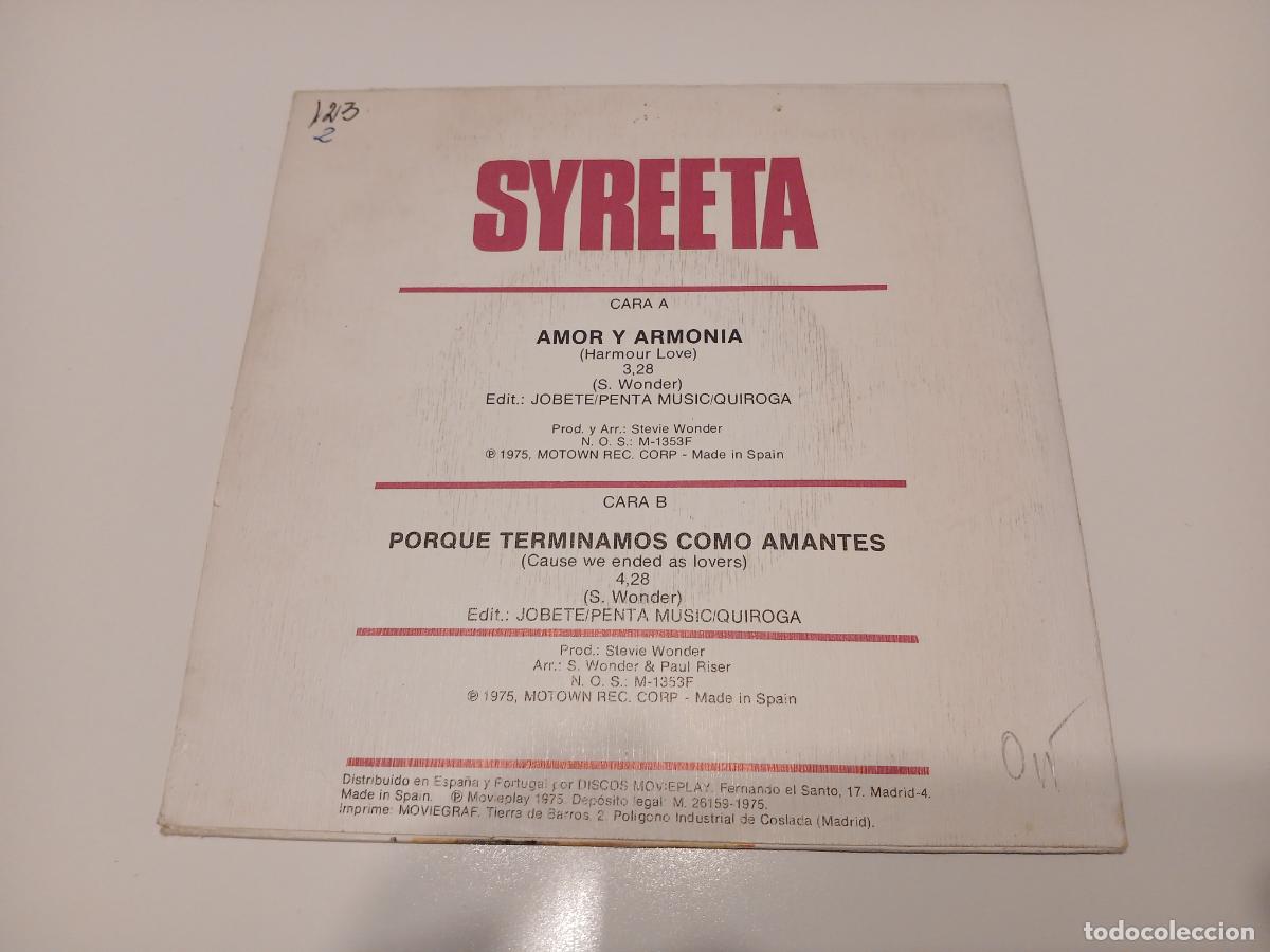 Discos de vinilo: Syreeta &ndash; Amor Y Armonia- (1975) single - Foto 2