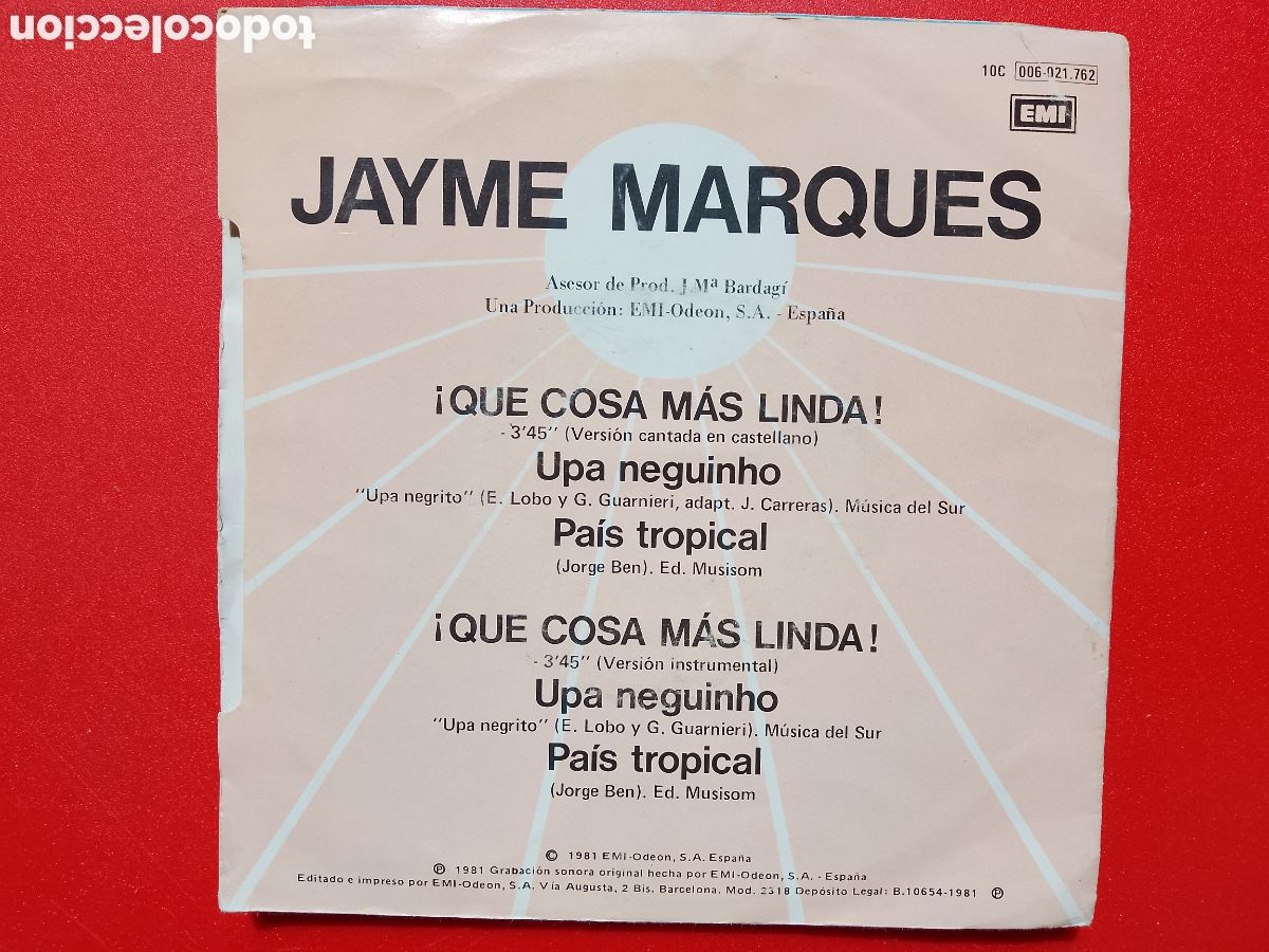 Discos de vinilo: JAYME MARQUES . QUE COSA MAS LINDA - Foto 2