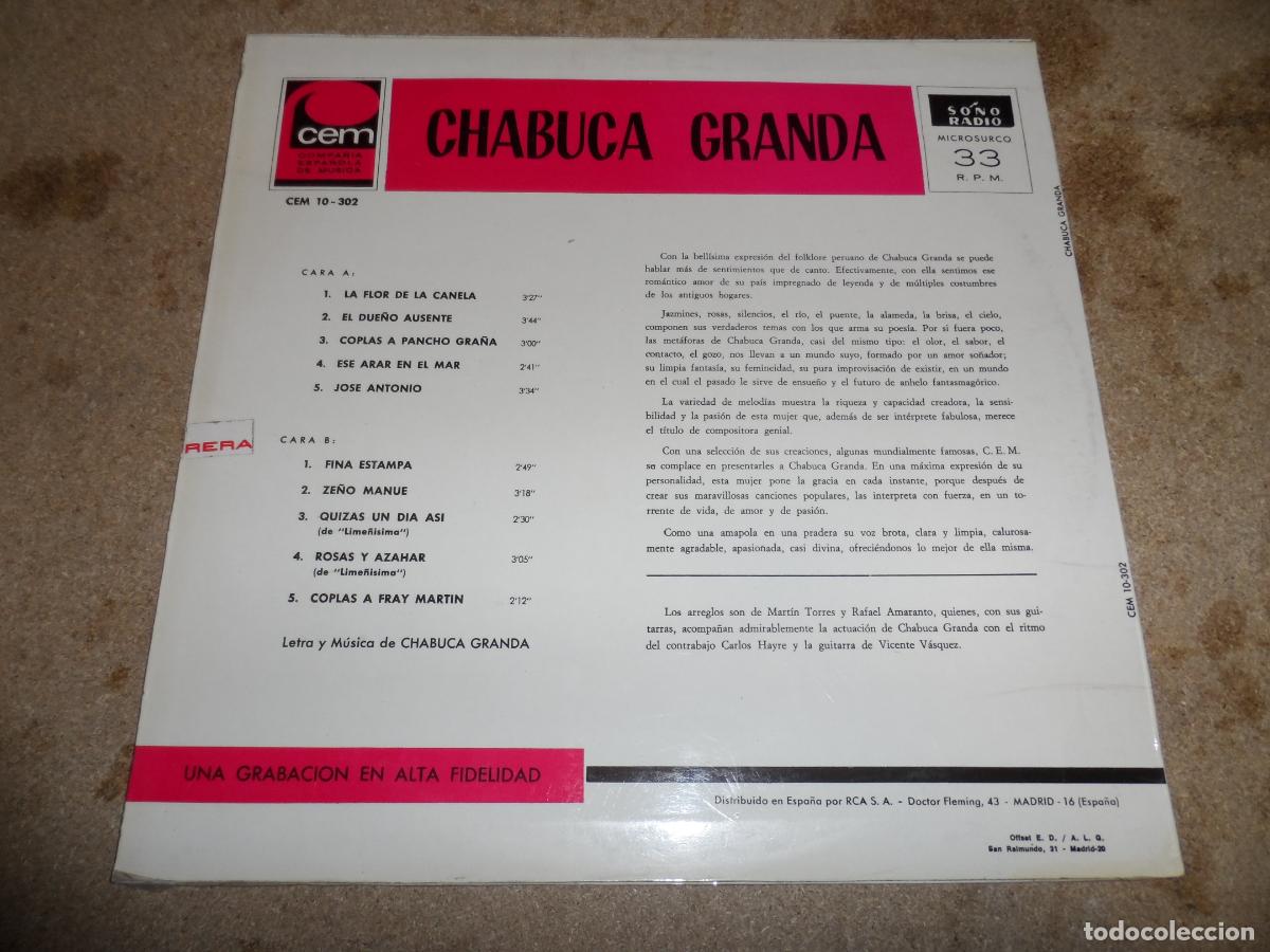 Discos de vinilo: CHABUCA GRANDA - CANTA A CHABUCA GRANDA (SPAIN 1968) - Foto 2