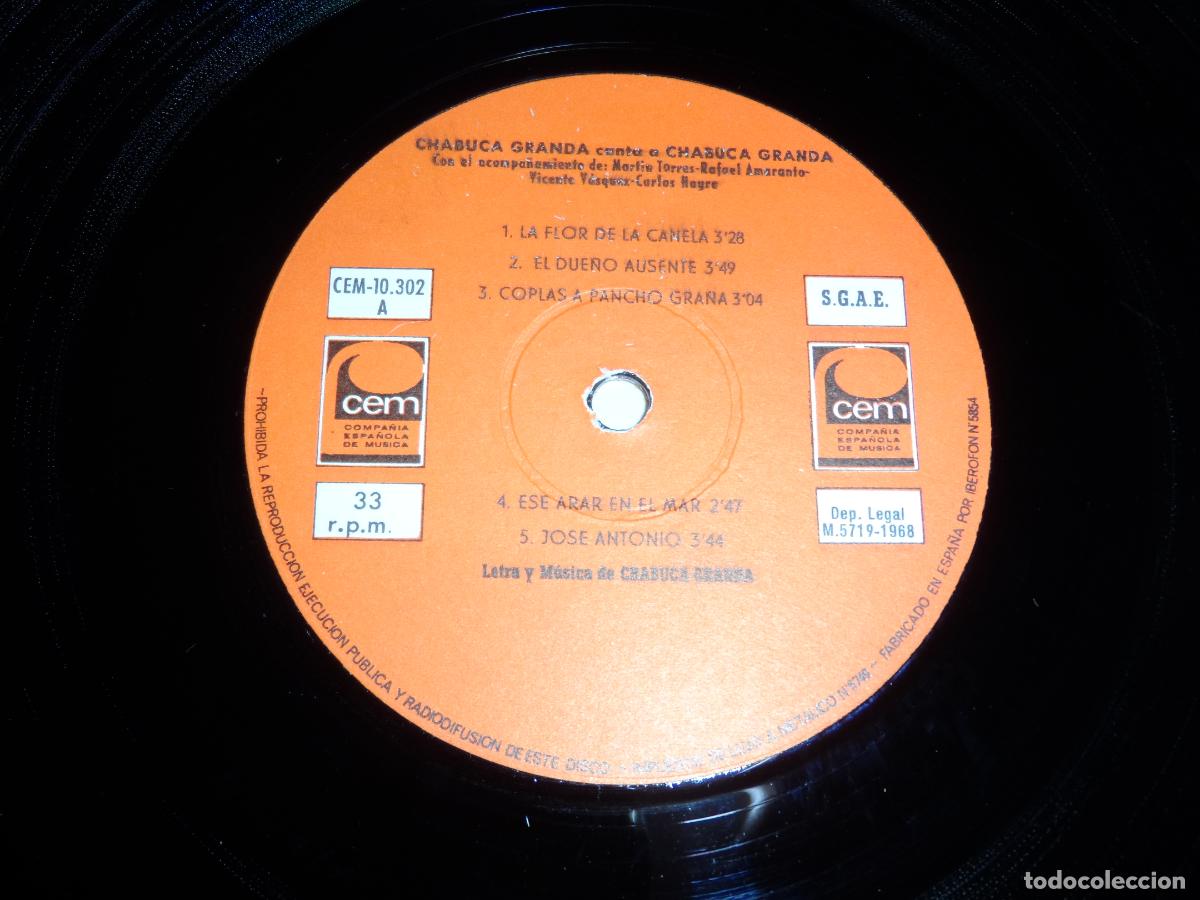 Discos de vinilo: CHABUCA GRANDA - CANTA A CHABUCA GRANDA (SPAIN 1968) - Foto 3