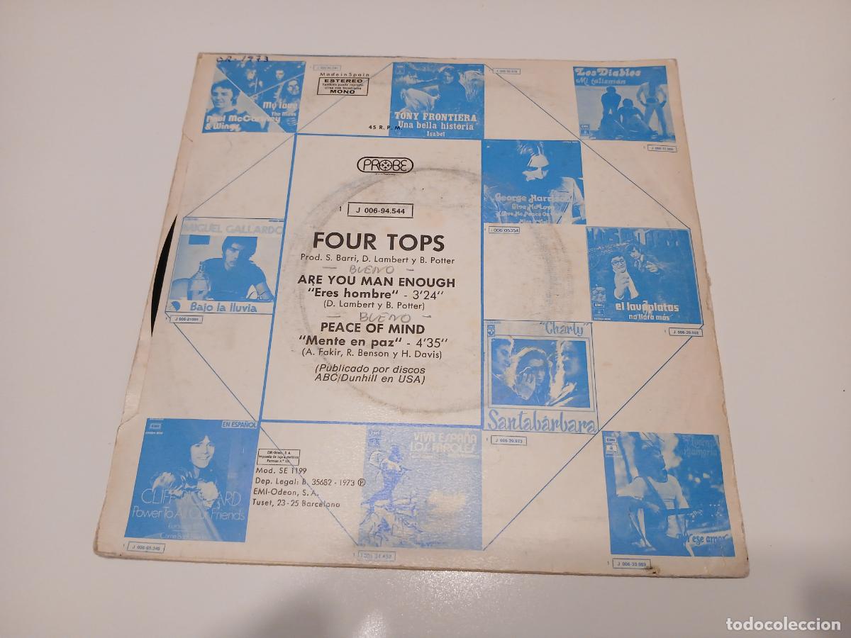 Discos de vinilo: Four Tops &ndash; Are You Man Enough- (1973) single - Foto 2