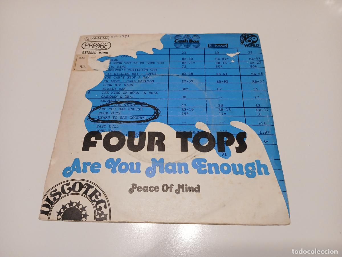 Discos de vinilo: Four Tops &ndash; Are You Man Enough- (1973) single - Foto 1