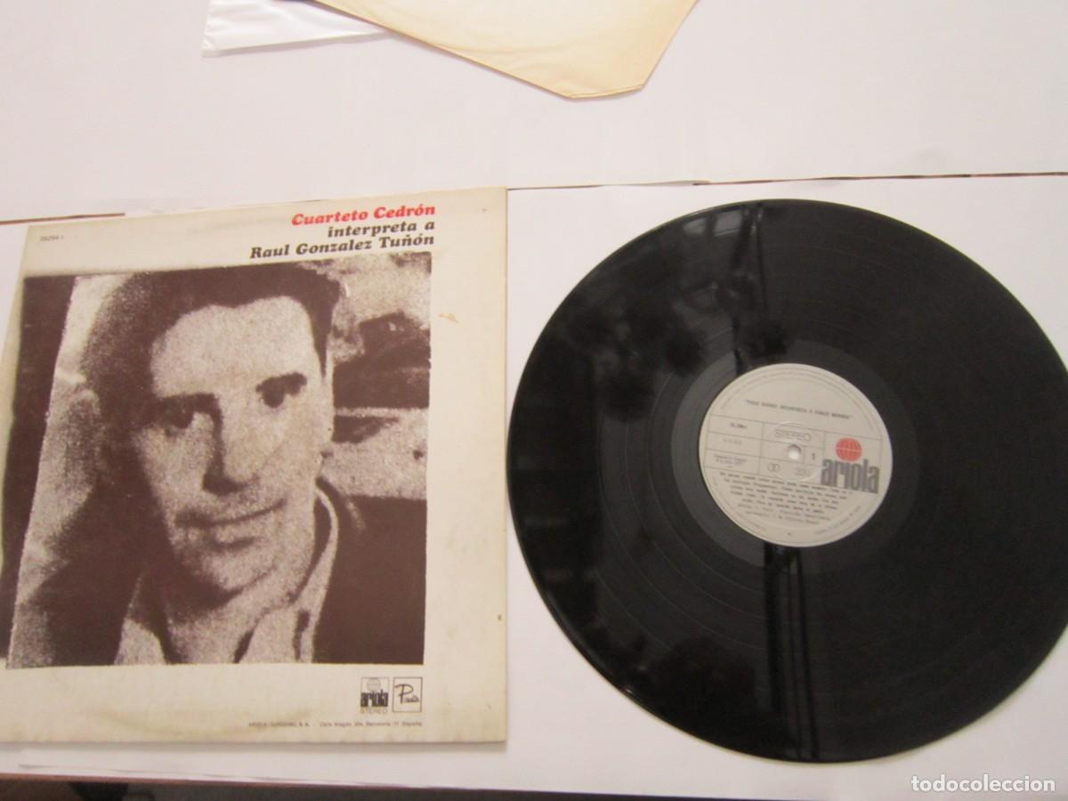 Discos de vinilo: CUARTETO CEDR&Oacute;N INTERPRETA A RAUL GONZ&Aacute;LEZ TU&Ntilde;&Oacute;N. PACO IBA&Ntilde;EZ INTERPRETA A PABLO NERUDA LP INSERT - Foto 1