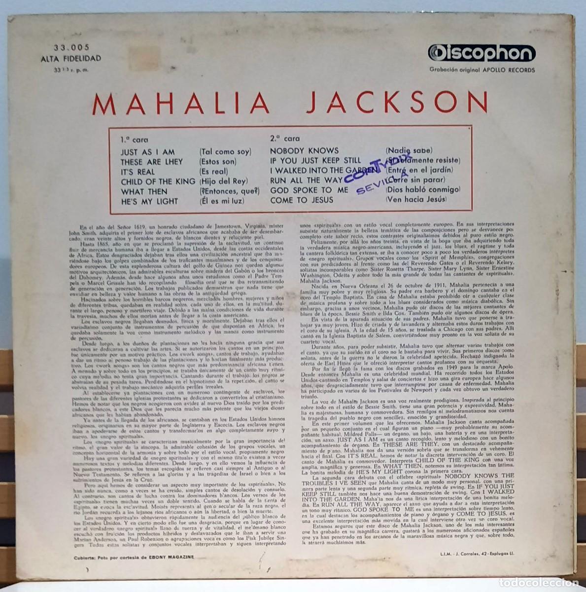 Discos de vinilo: MAHALIA JACKSON &middot;&middot;&middot; Mahalia Jackson - (LP) - Foto 2