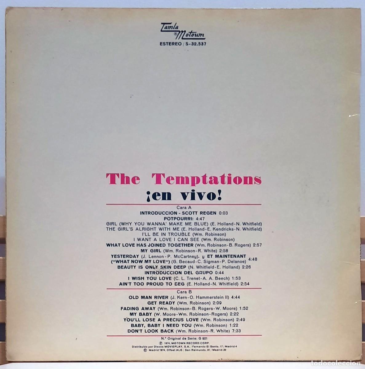 Discos de vinilo: THE TEMPTATIONS &middot;&middot;&middot; Live - (LP) - Foto 2
