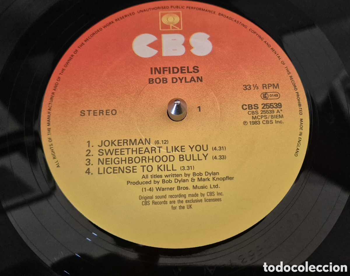Discos de vinilo: Bob Dylan &ndash; Infidels lp UK 1983 - Foto 6