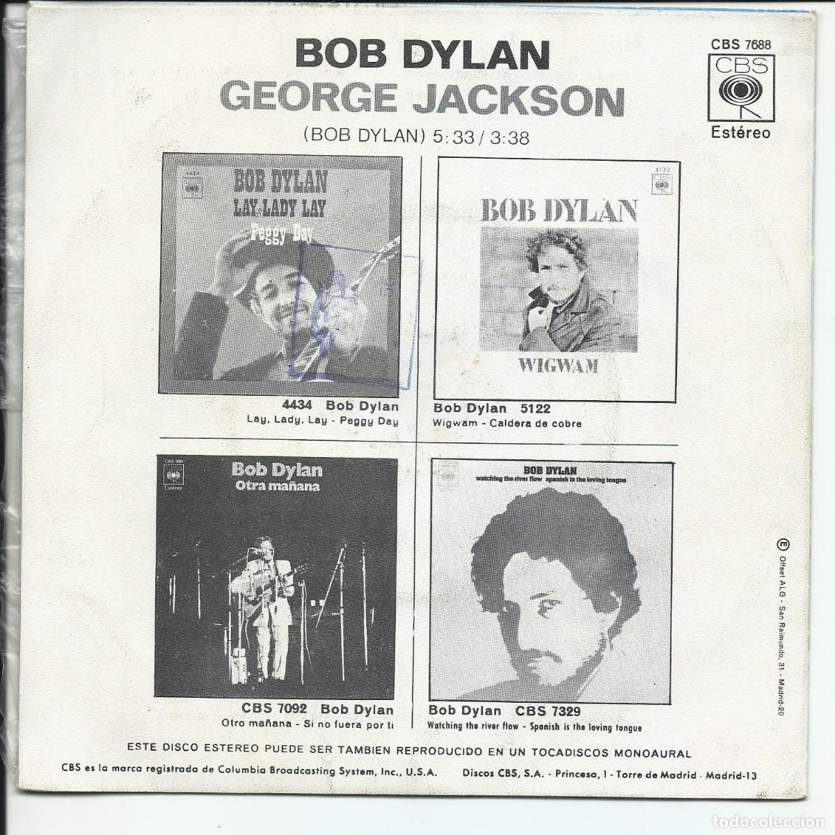 Discos de vinilo: Bob Dylan.- George Jackson Single CBS 7688 Espa&ntilde;a 1971 - Foto 2