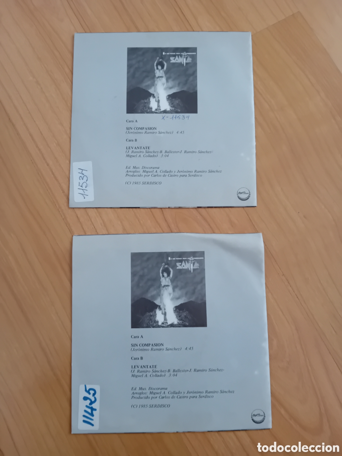 Discos de vinilo: SANTA. SIN COMPASI&Oacute;N. DOS ORIGINALES - Foto 2