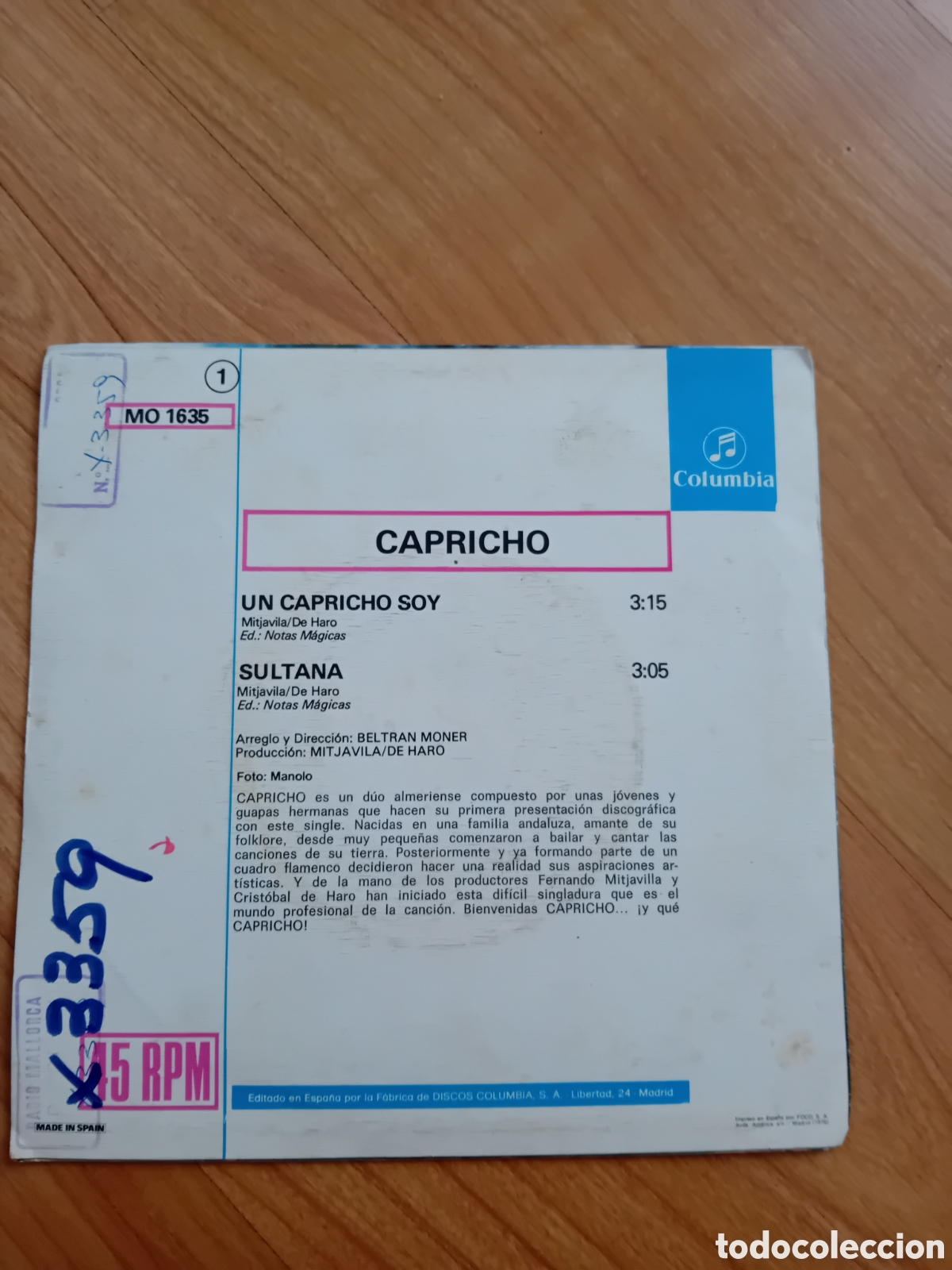 Discos de vinilo: CAPRICHO. UN CAPRICHO SOY. SULTANA - Foto 2