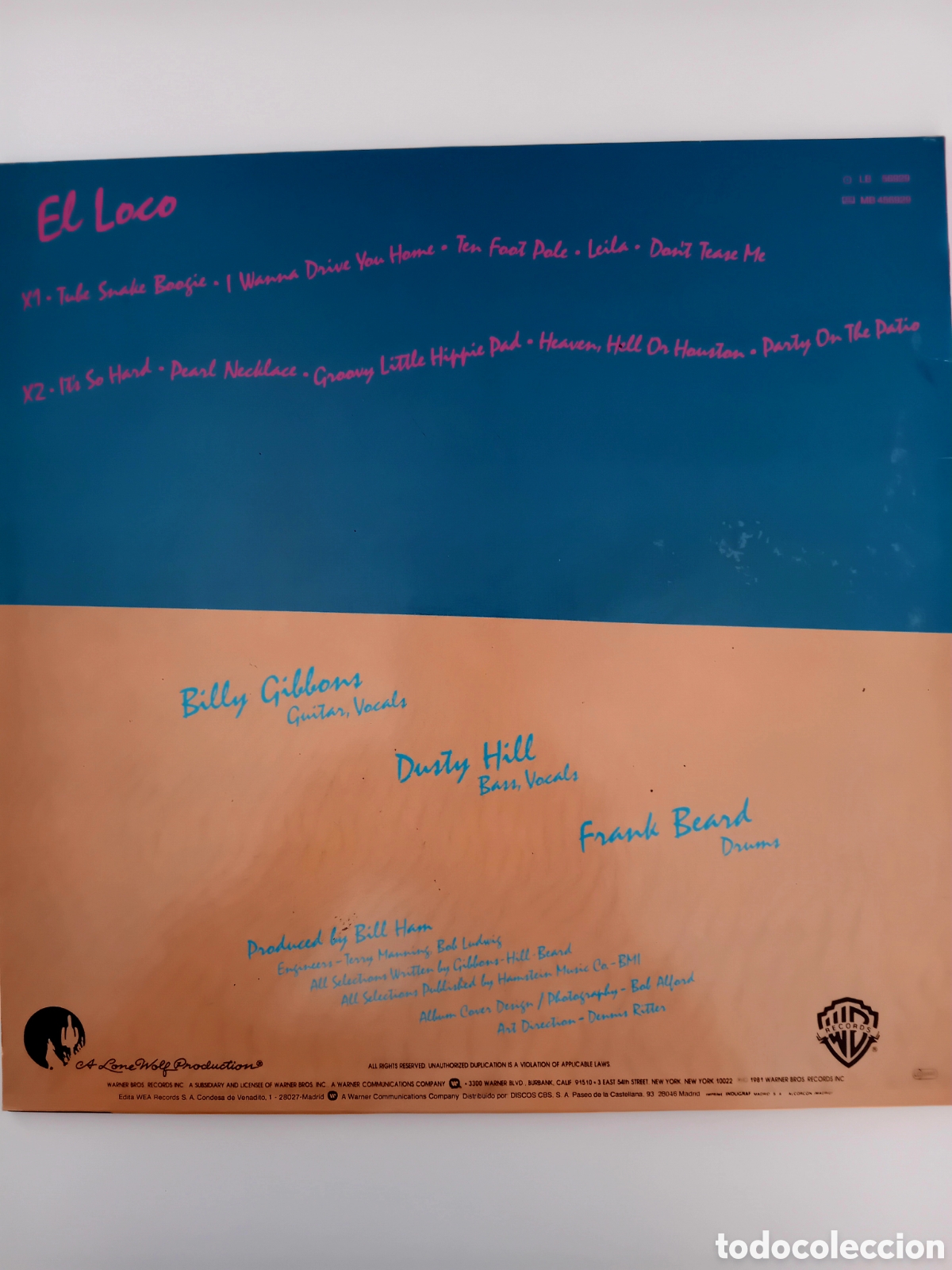 Discos de vinilo: ZZ TOP. EL LOCO. SPAIN 1986 - Foto 2