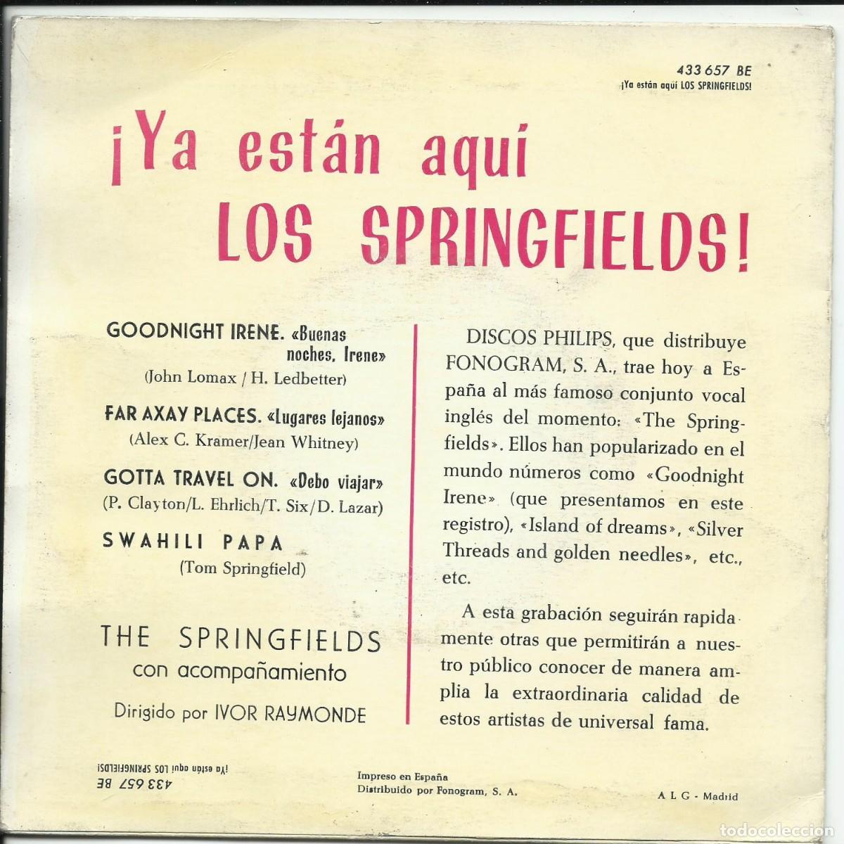 Discos de vinilo: The Springfields.- &iexcl;Ya Estan Aqui Los Springfields! EP Philips &lrm; 433 657 BE Espa&ntilde;a 1963 - Foto 2