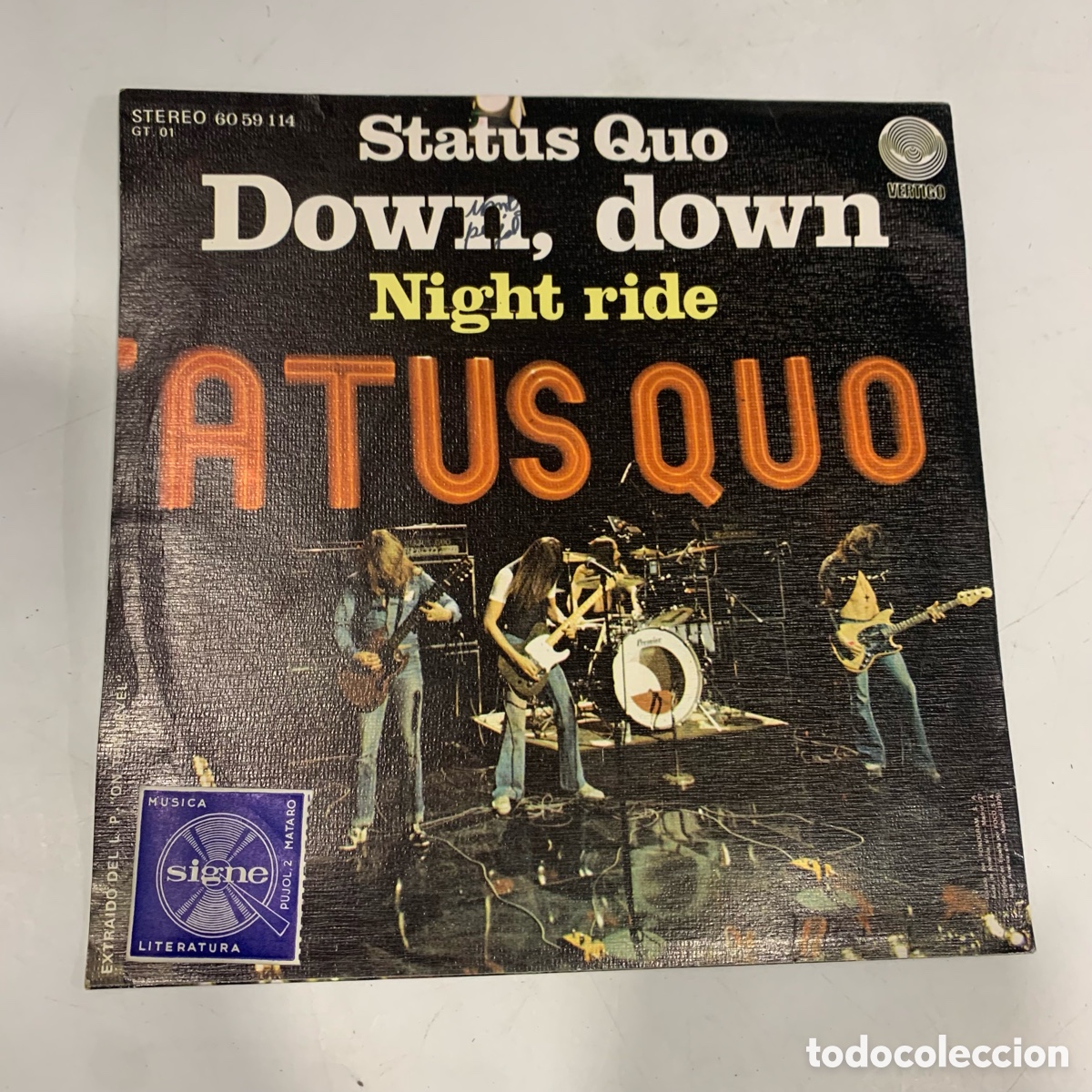 Discos de vinilo: Single 7&rsquo;&rsquo; Status Quo &lrm;&ndash; Down Down edicion espa&ntilde;ola de 1975 - Foto 2